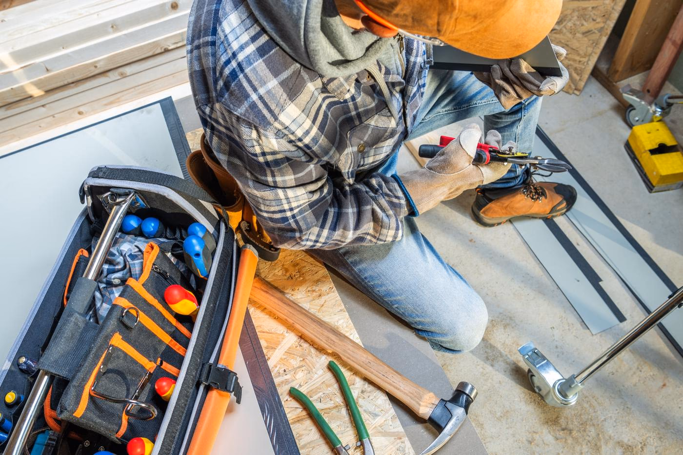Contractor working on home repairs
